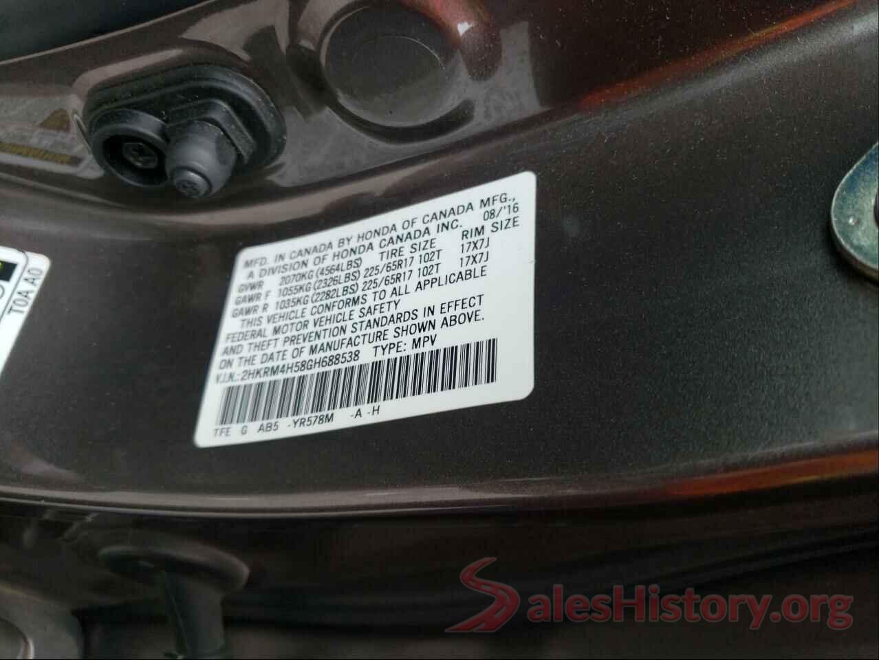 2HKRM4H58GH688538 2016 HONDA CRV