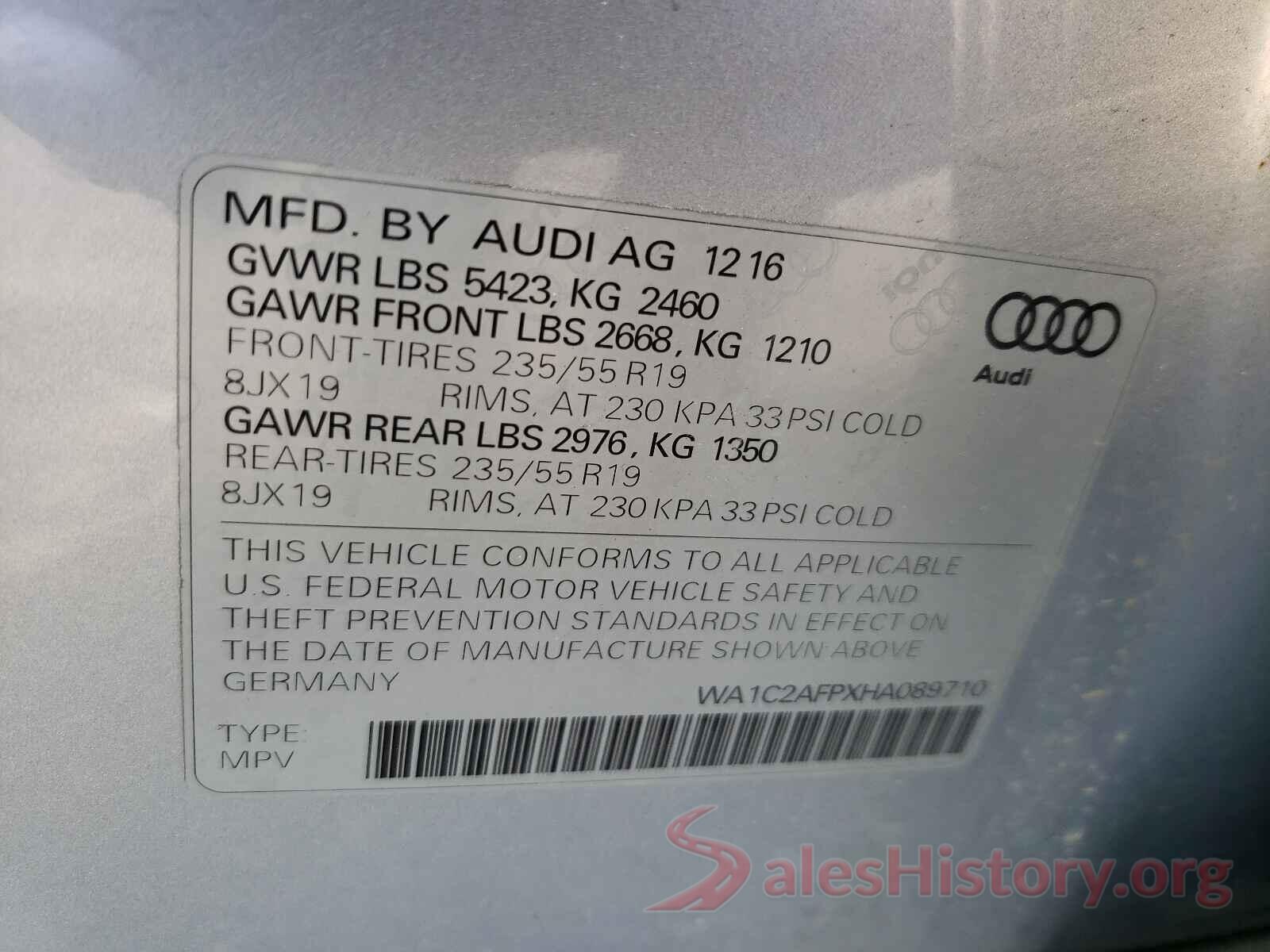 WA1C2AFPXHA089710 2017 AUDI Q5