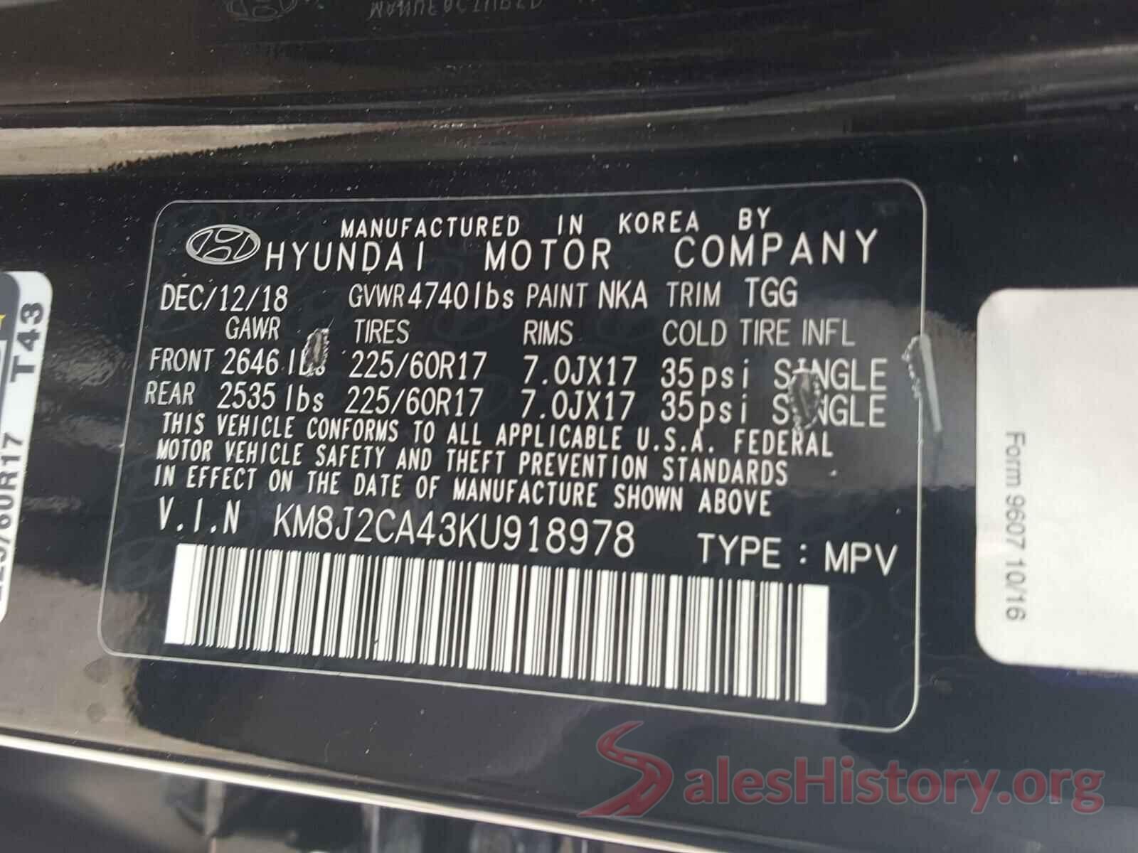 KM8J2CA43KU918978 2019 HYUNDAI TUCSON