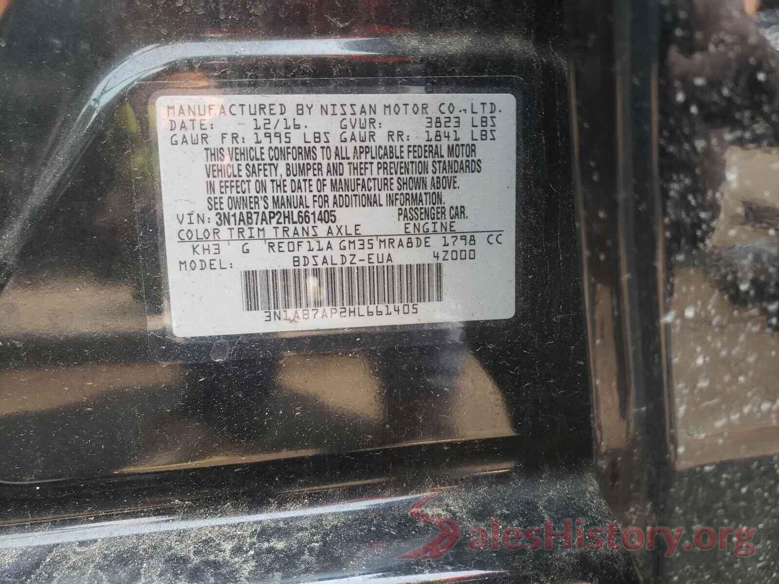 3N1AB7AP2HL661405 2017 NISSAN SENTRA