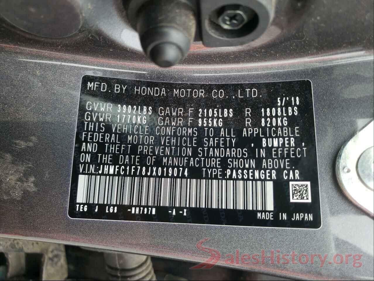 JHMFC1F78JX019074 2018 HONDA CIVIC