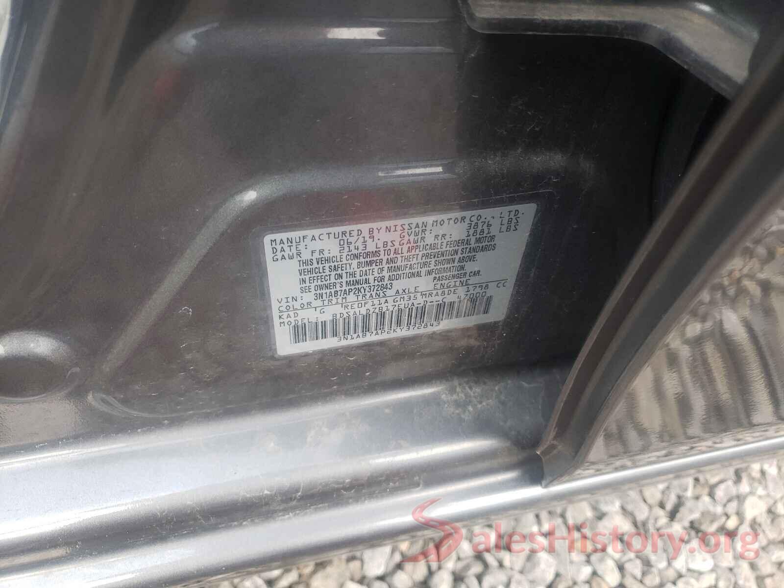 3N1AB7AP2KY372843 2019 NISSAN SENTRA