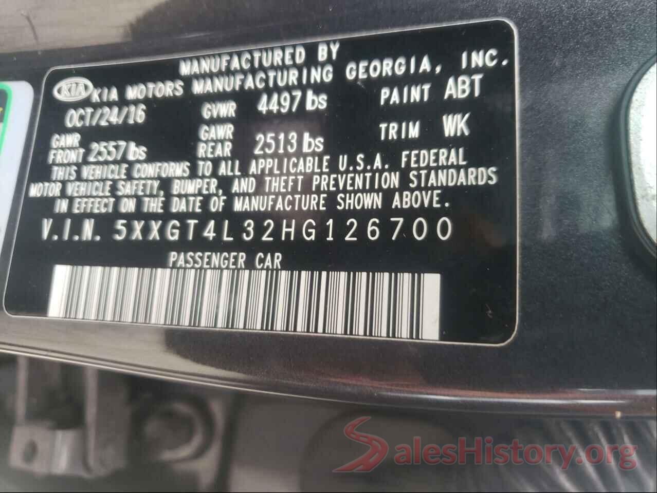 5XXGT4L32HG126700 2017 KIA OPTIMA