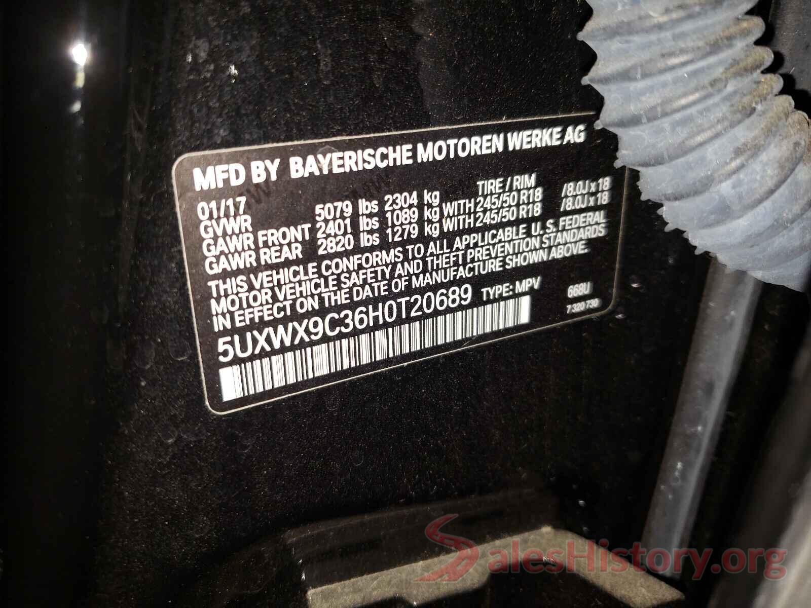 5UXWX9C36H0T20689 2017 BMW X3