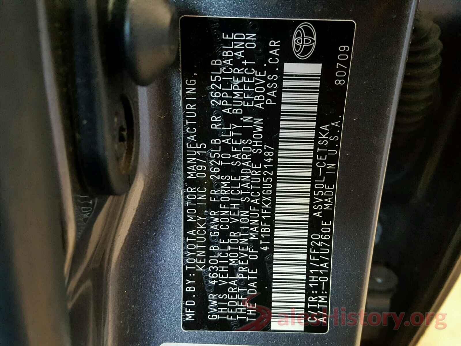 4T1BF1FKXGU521487 2016 TOYOTA CAMRY