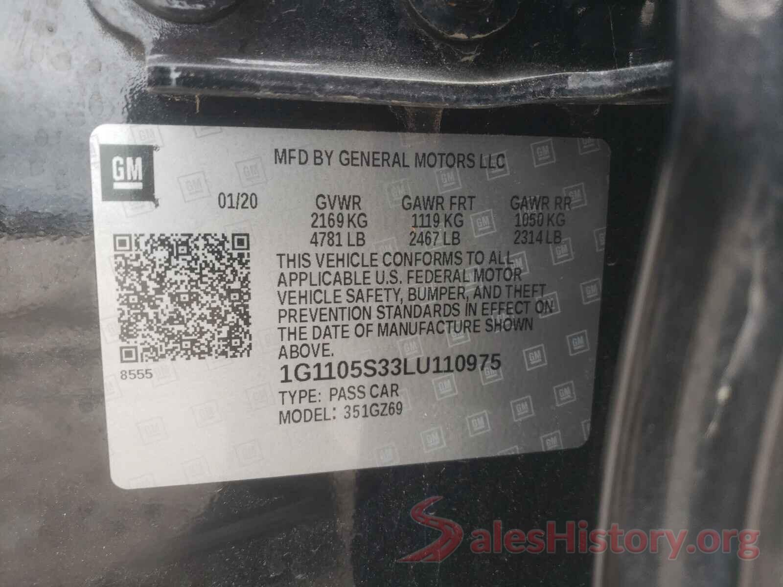 1G1105S33LU110975 2020 CHEVROLET IMPALA