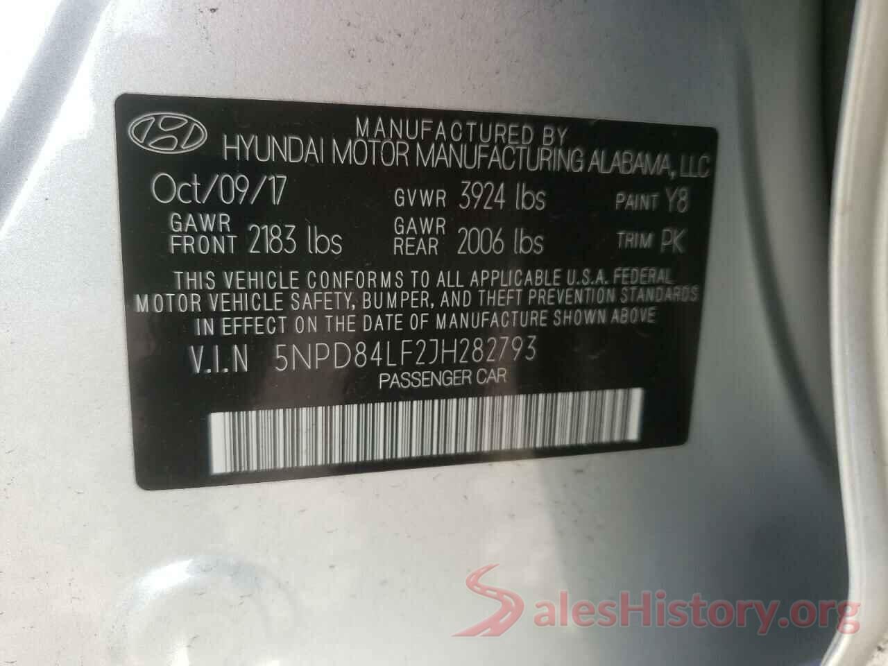 5NPD84LF2JH282793 2018 HYUNDAI ELANTRA