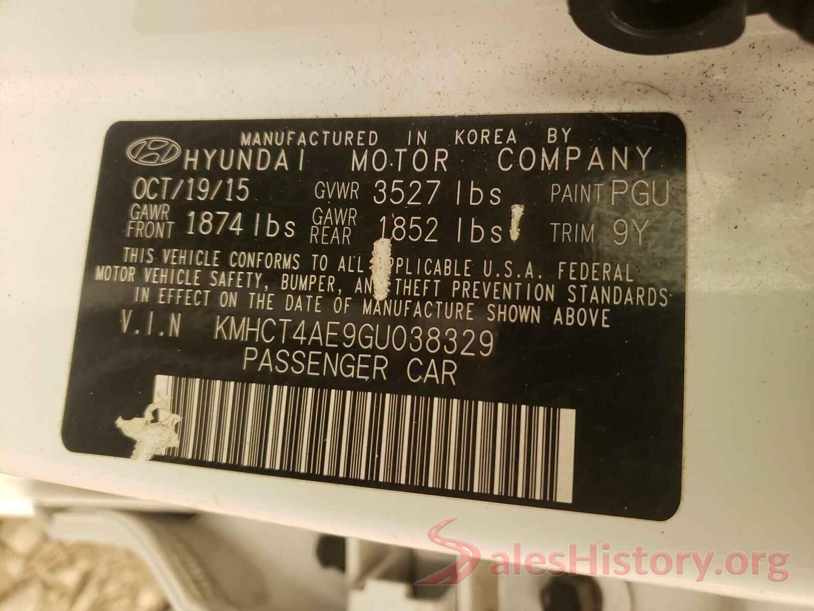 KMHCT4AE9GU038329 2016 HYUNDAI ACCENT