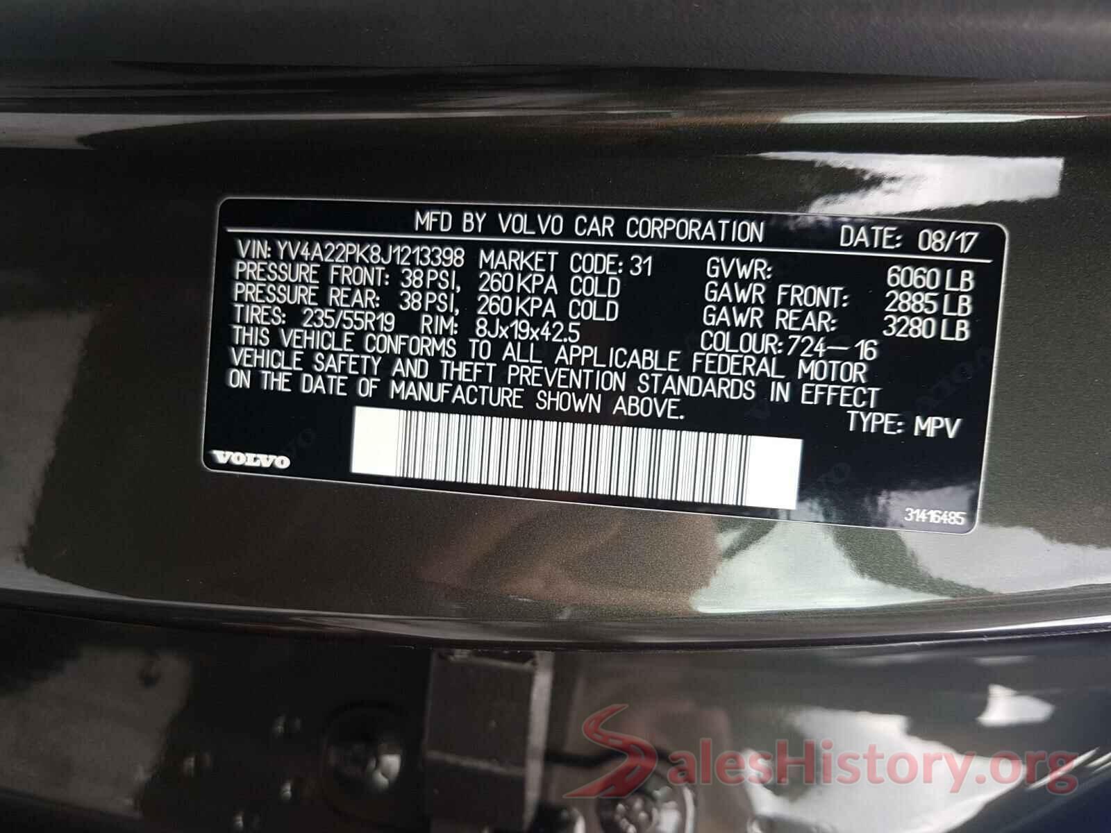 YV4A22PK8J1213398 2018 VOLVO XC90