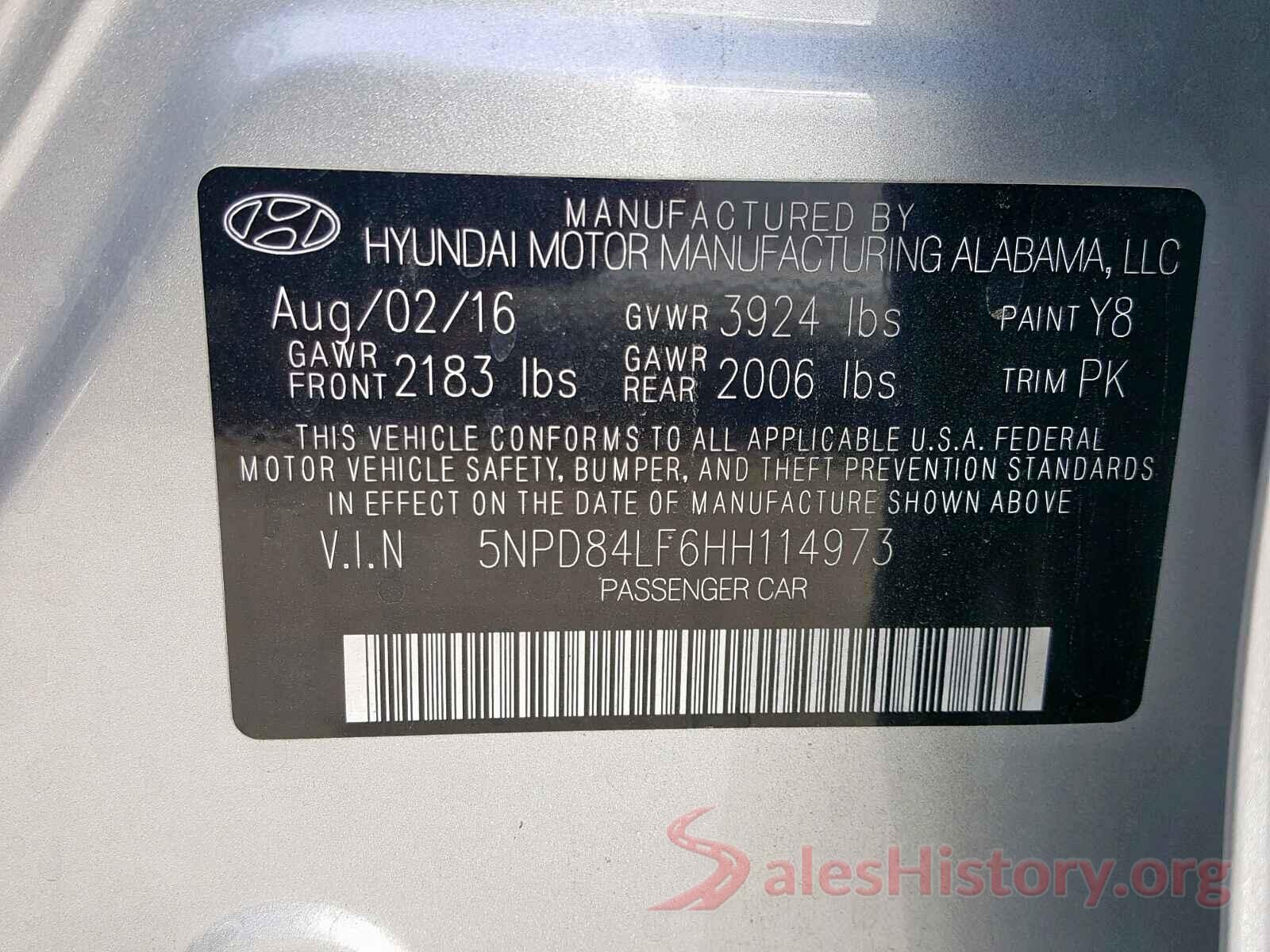 5NPD84LF6HH114973 2017 HYUNDAI ELANTRA