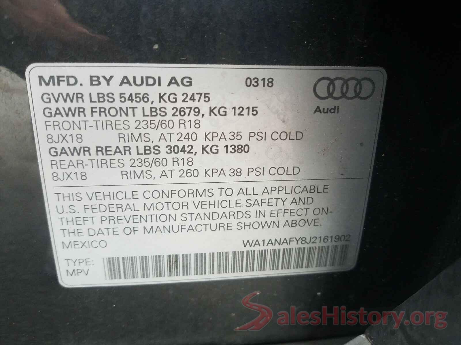 WA1ANAFY8J2161902 2018 AUDI Q5