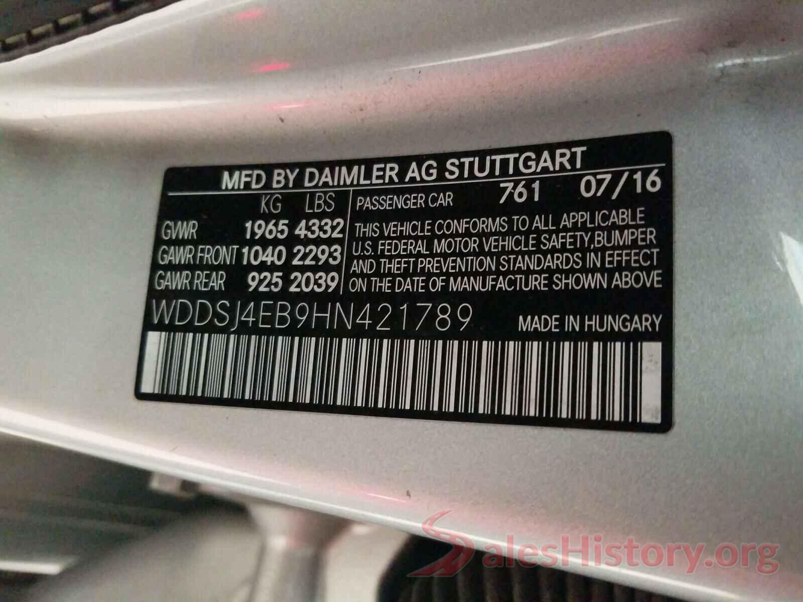 WDDSJ4EB9HN421789 2017 MERCEDES-BENZ CLA-CLASS