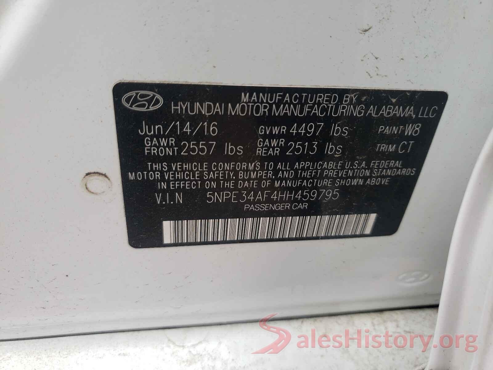 5NPE34AF4HH459795 2017 HYUNDAI SONATA