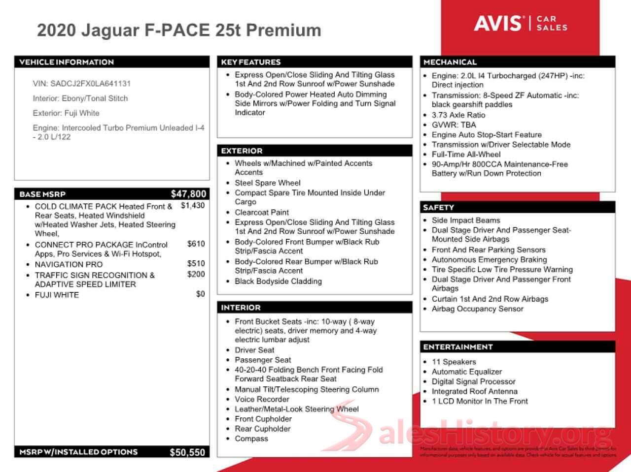 SADCJ2FX0LA641131 2020 JAGUAR F-PACE