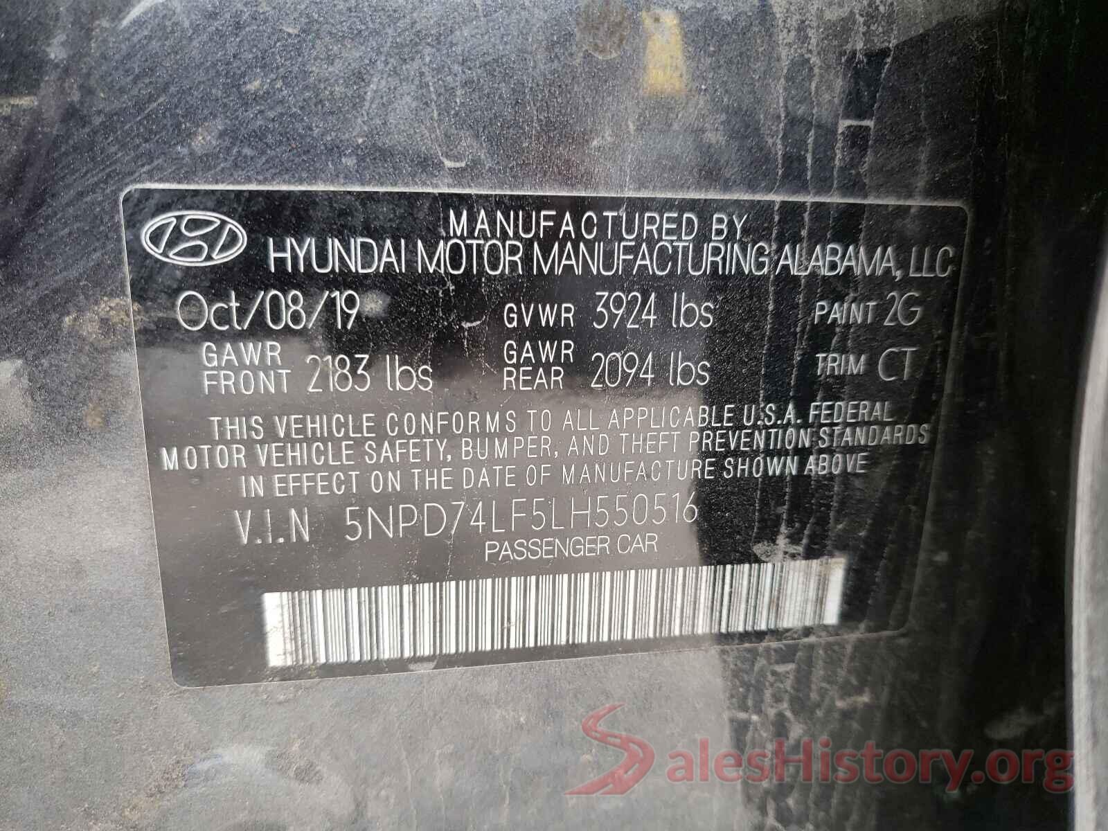 5NPD74LF5LH550516 2020 HYUNDAI ELANTRA