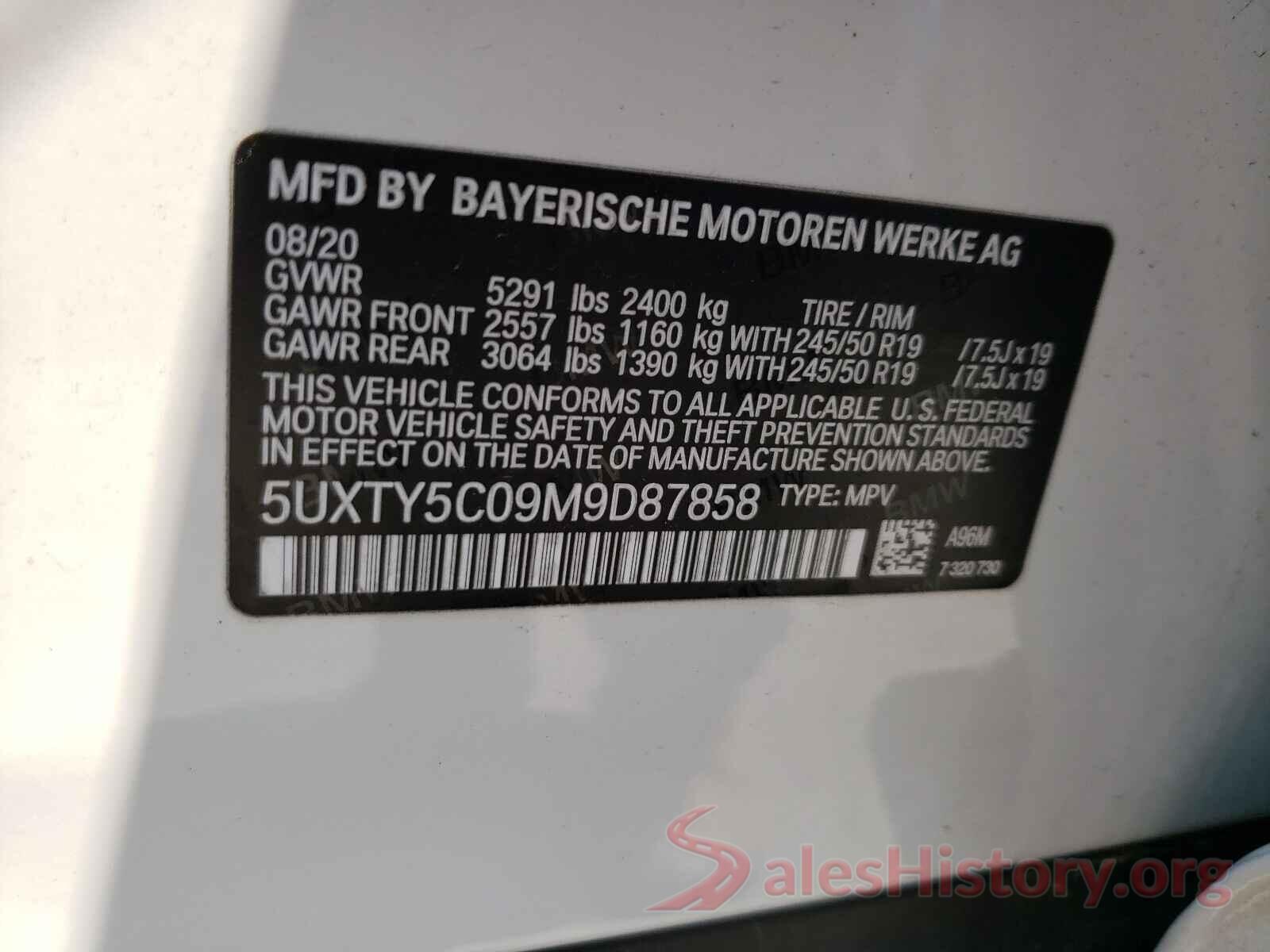 5UXTY5C09M9D87858 2021 BMW X3