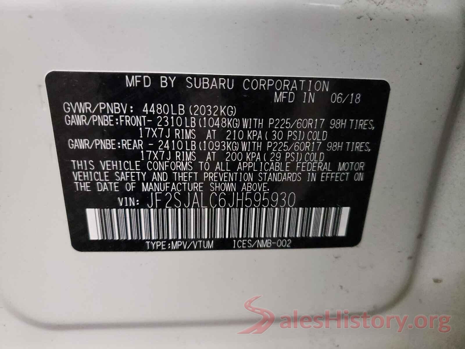 JF2SJALC6JH595930 2018 SUBARU FORESTER