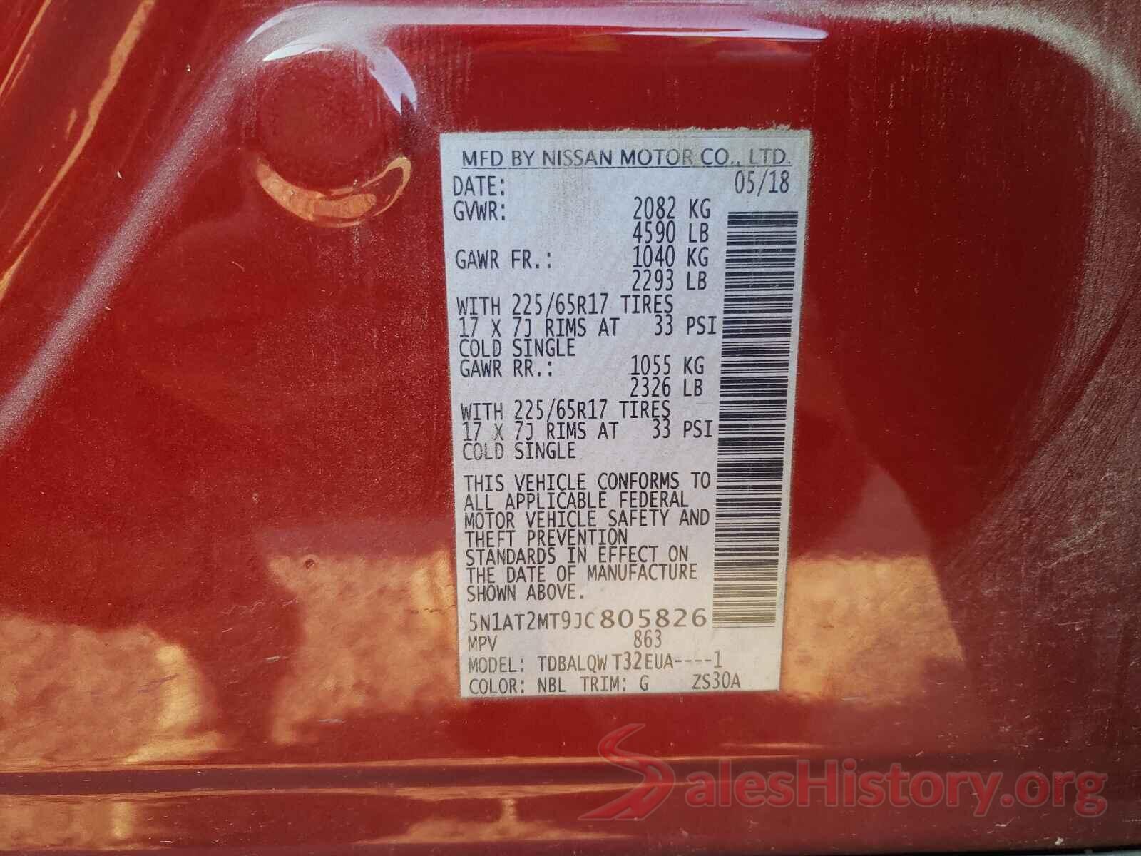 5N1AT2MT9JC805826 2018 NISSAN ROGUE