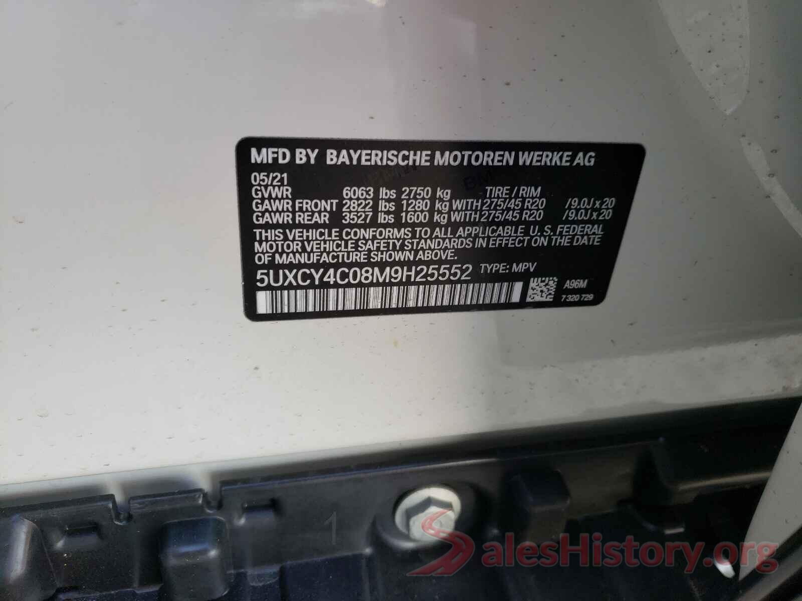 5UXCY4C08M9H25552 2021 BMW X6