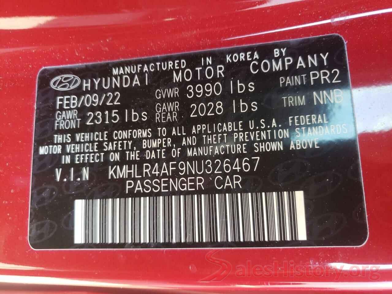 KMHLR4AF9NU326467 2022 HYUNDAI ELANTRA