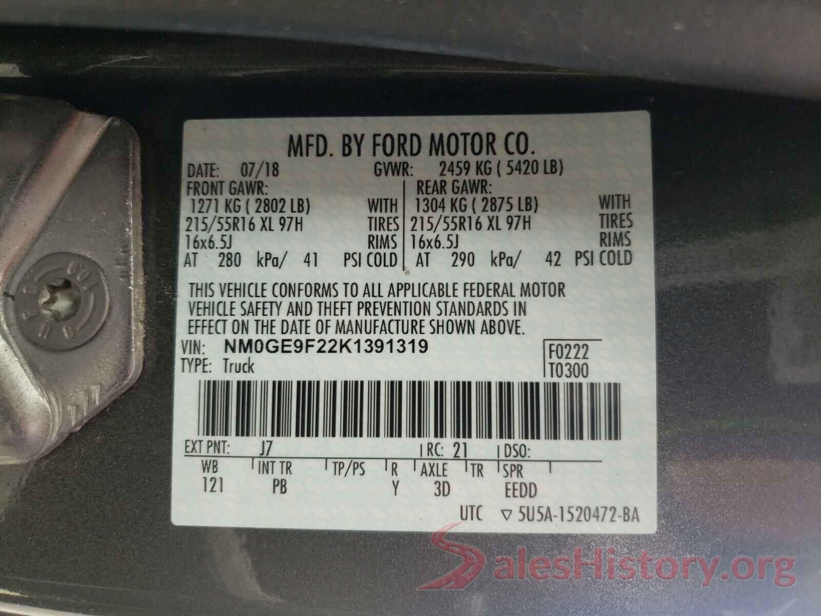 NM0GE9F22K1391319 2019 FORD TRANSIT CO