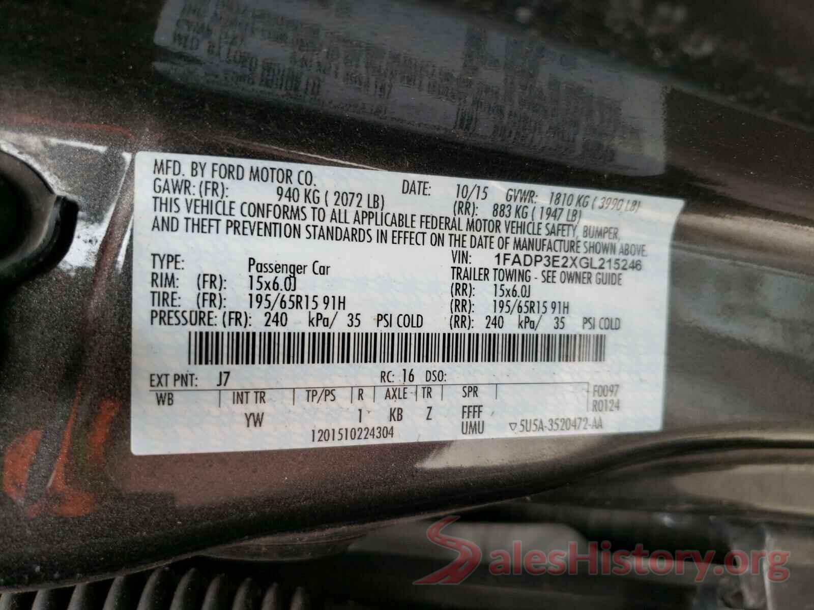 1FADP3E2XGL215246 2016 FORD FOCUS