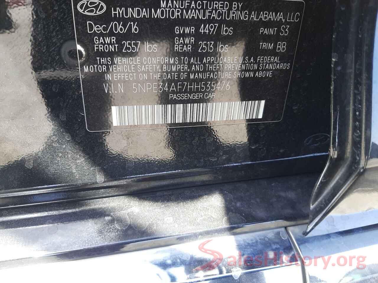 5NPE34AF7HH535476 2017 HYUNDAI SONATA