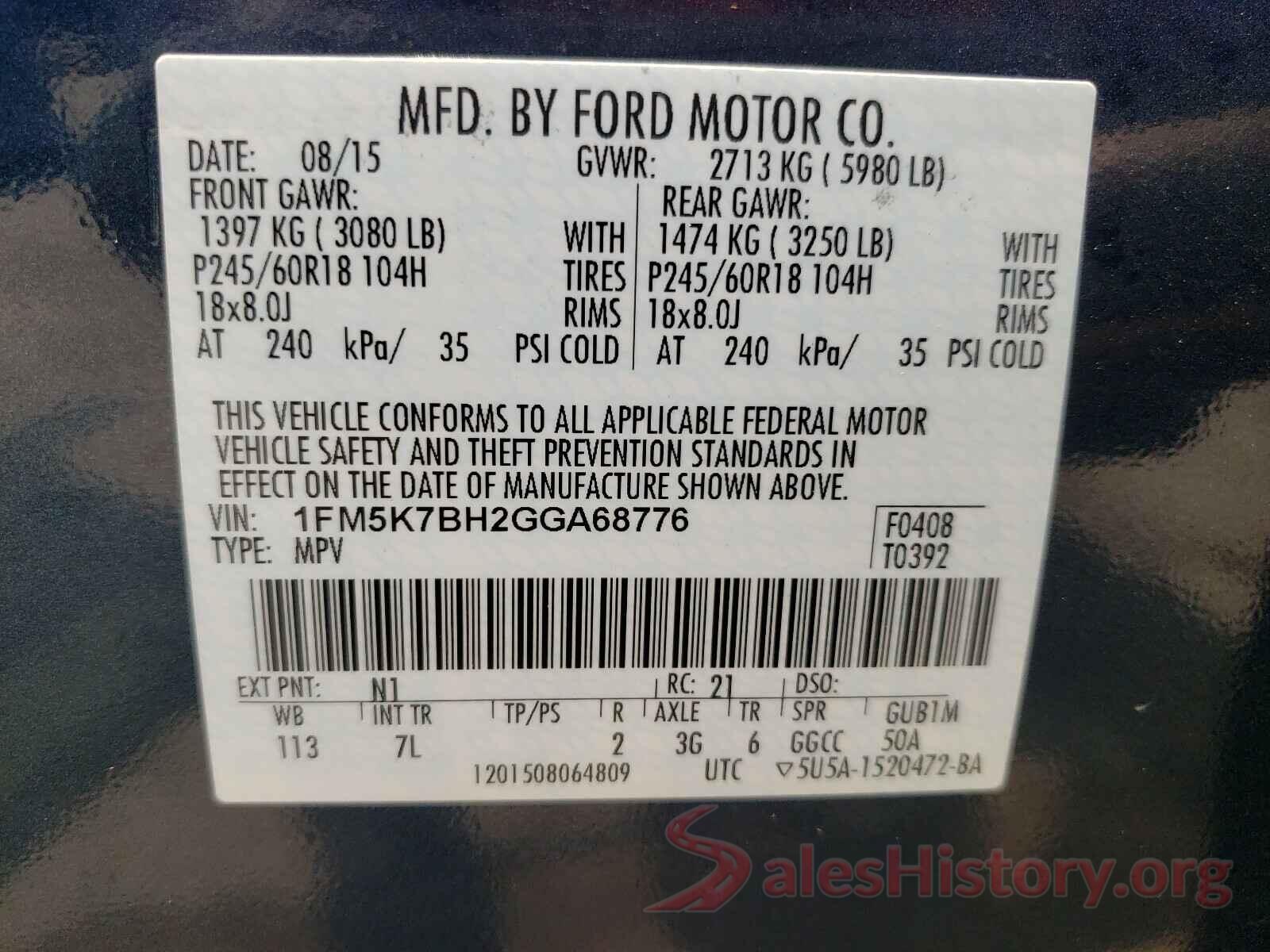 1FM5K7BH2GGA68776 2016 FORD EXPLORER