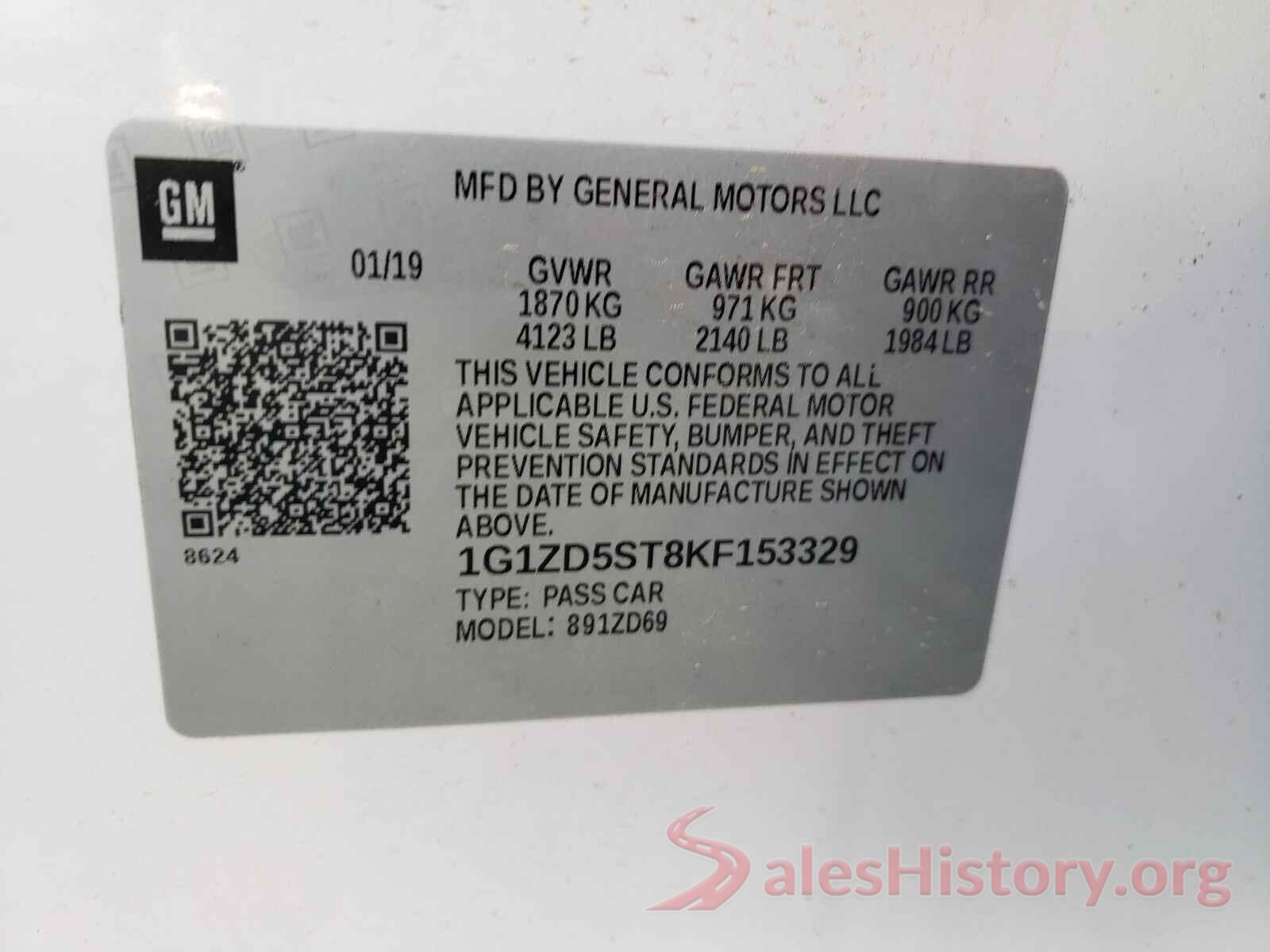 1G1ZD5ST8KF153329 2019 CHEVROLET MALIBU