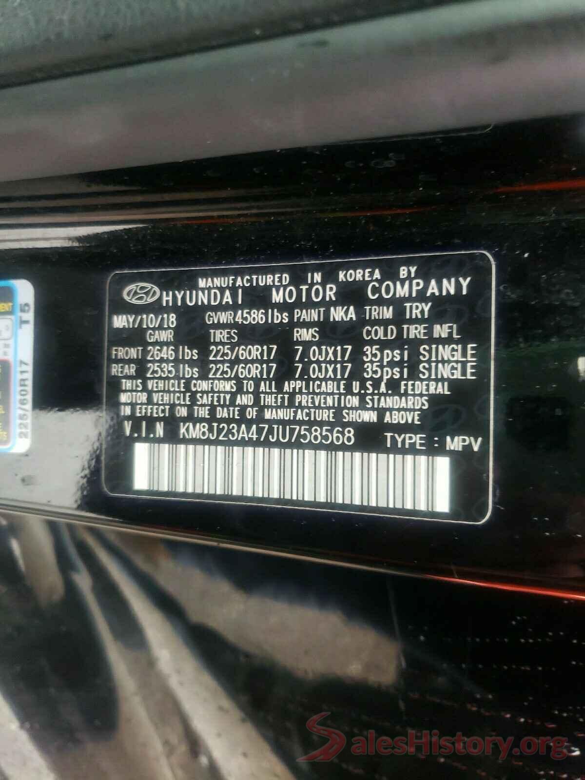 KM8J23A47JU758568 2018 HYUNDAI TUCSON