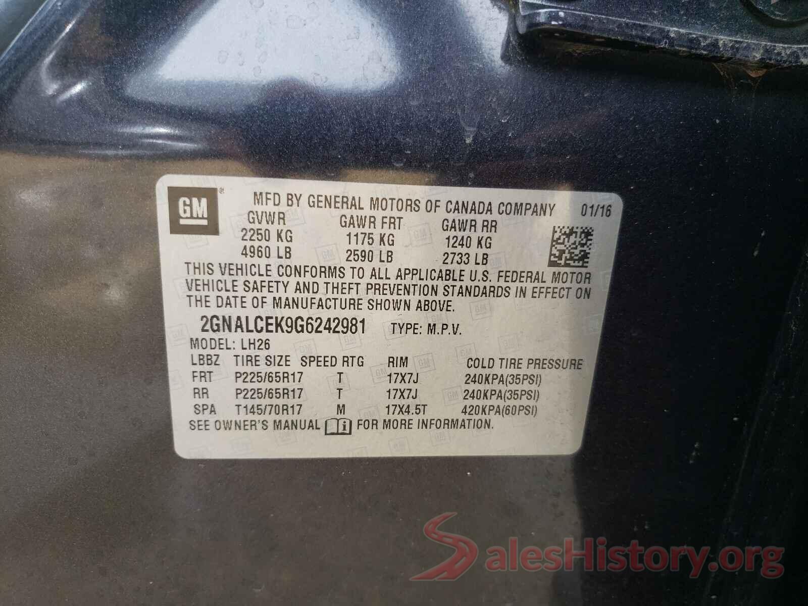 2GNALCEK9G6242981 2016 CHEVROLET EQUINOX