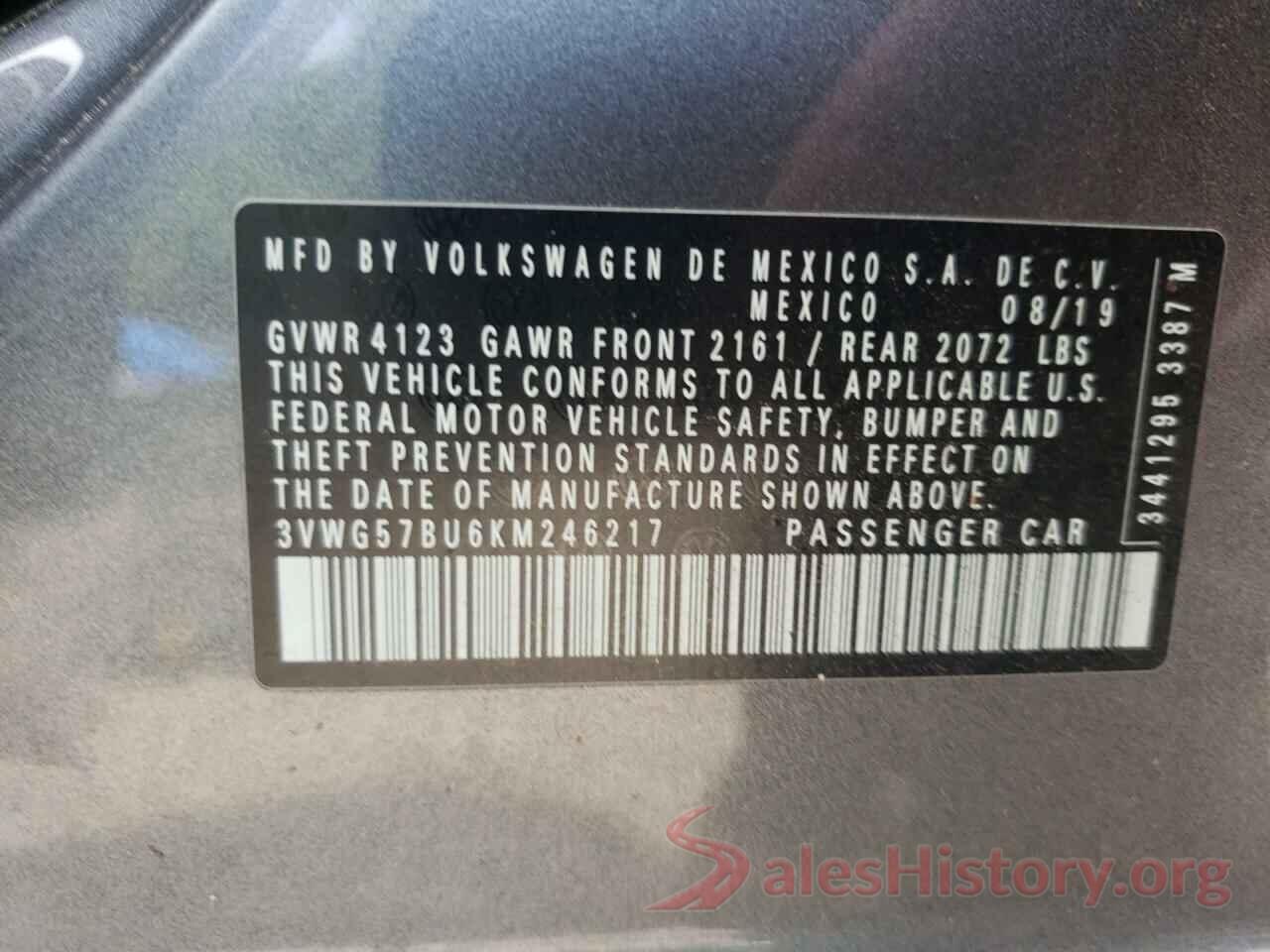 3VWG57BU6KM246217 2019 VOLKSWAGEN JETTA