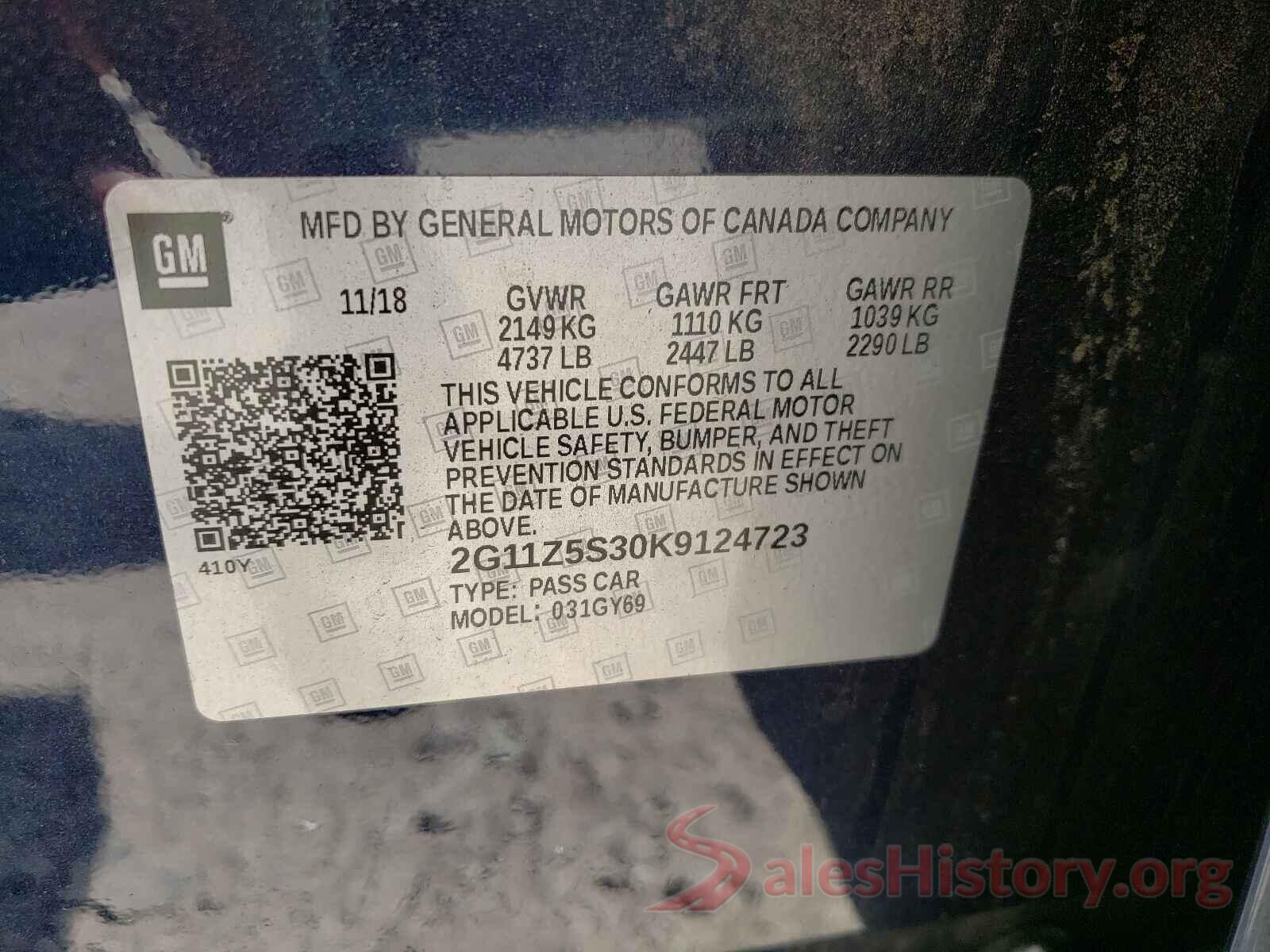 2G11Z5S30K9124723 2019 CHEVROLET IMPALA