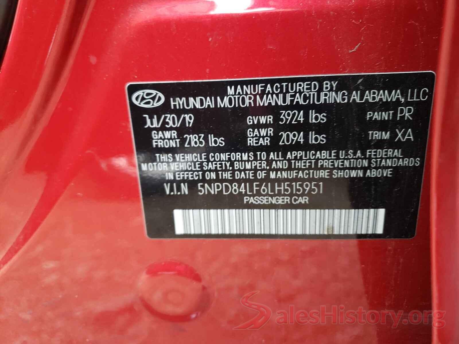 5NPD84LF6LH515951 2020 HYUNDAI ELANTRA