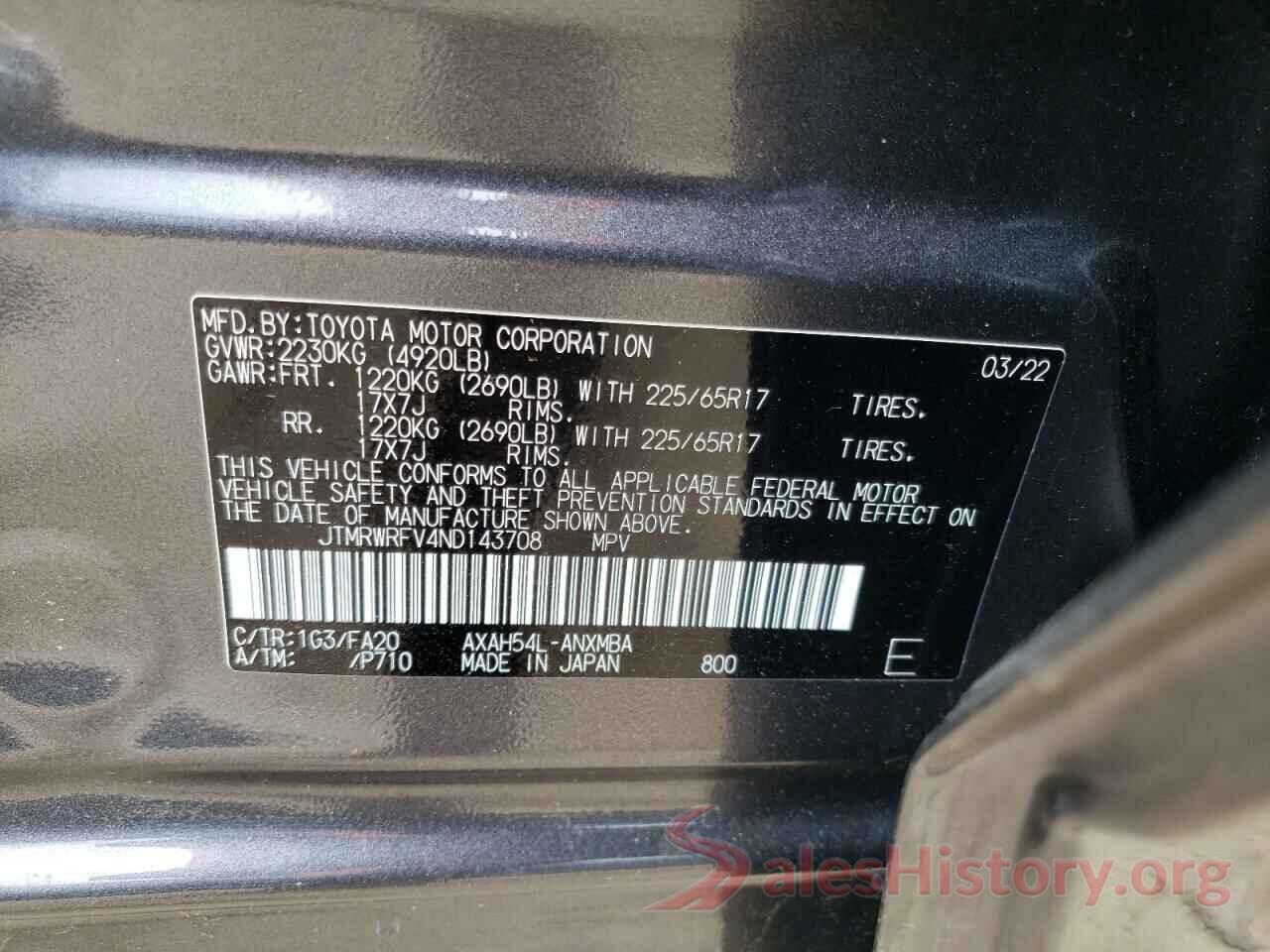 JTMRWRFV4ND143708 2022 TOYOTA RAV4