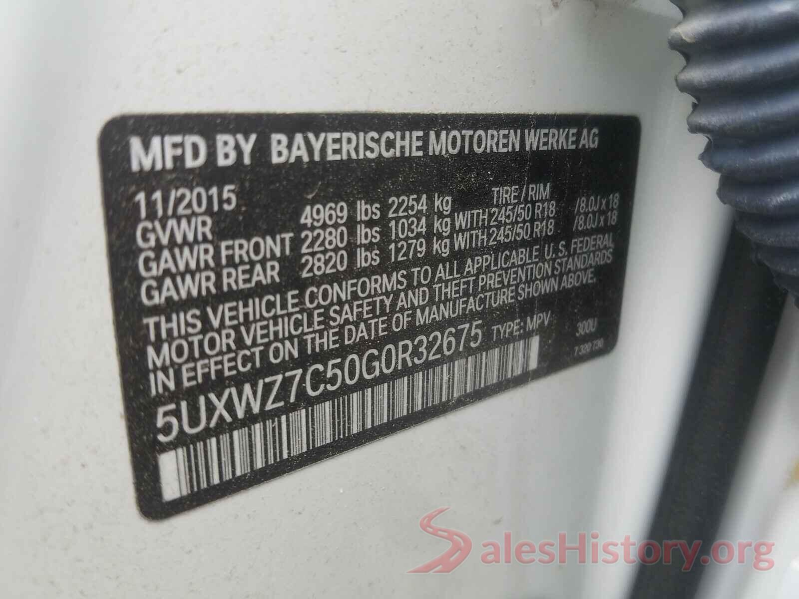 5UXWZ7C50G0R32675 2016 BMW X3