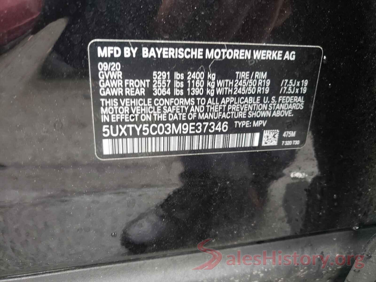 5UXTY5C03M9E37346 2021 BMW X3