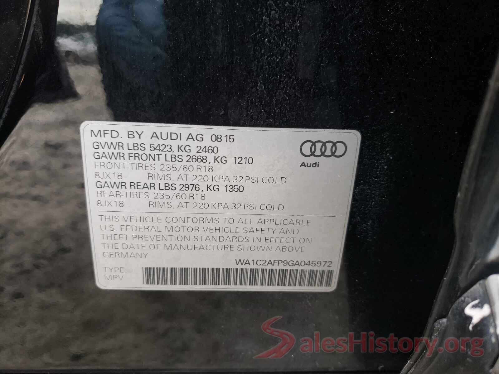 WA1C2AFP9GA045972 2016 AUDI Q5