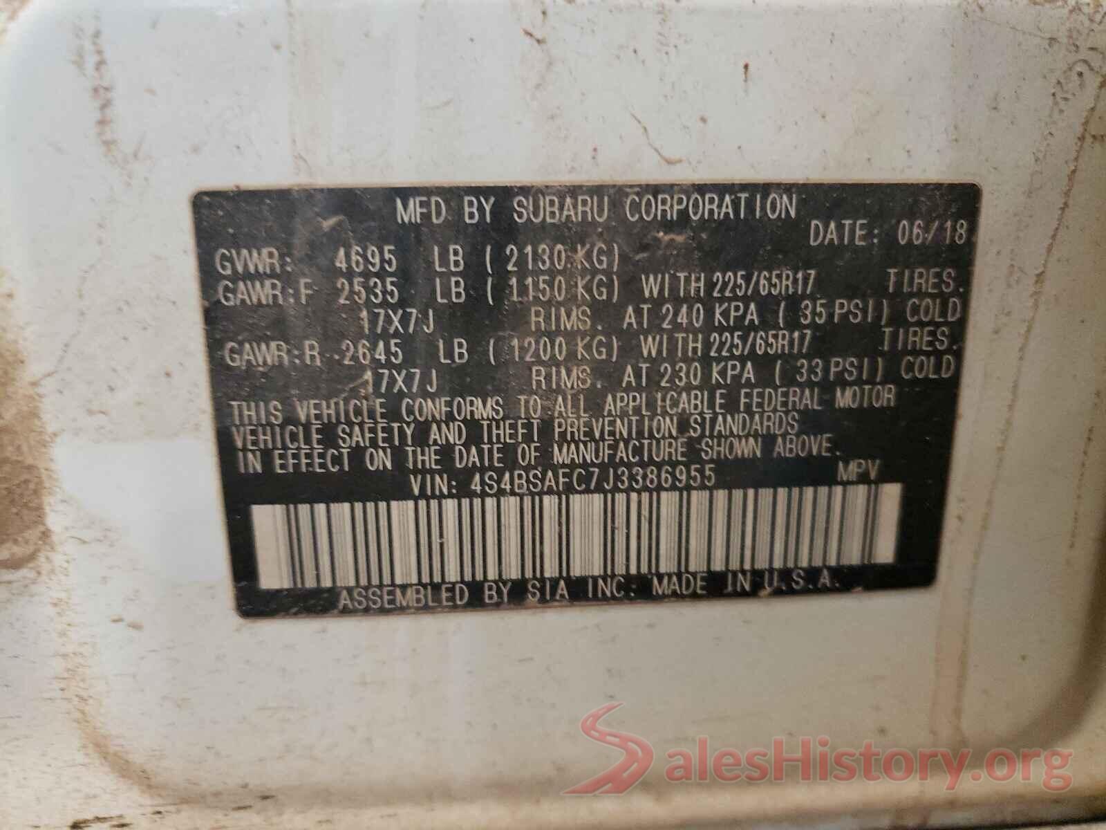 4S4BSAFC7J3386955 2018 SUBARU OUTBACK