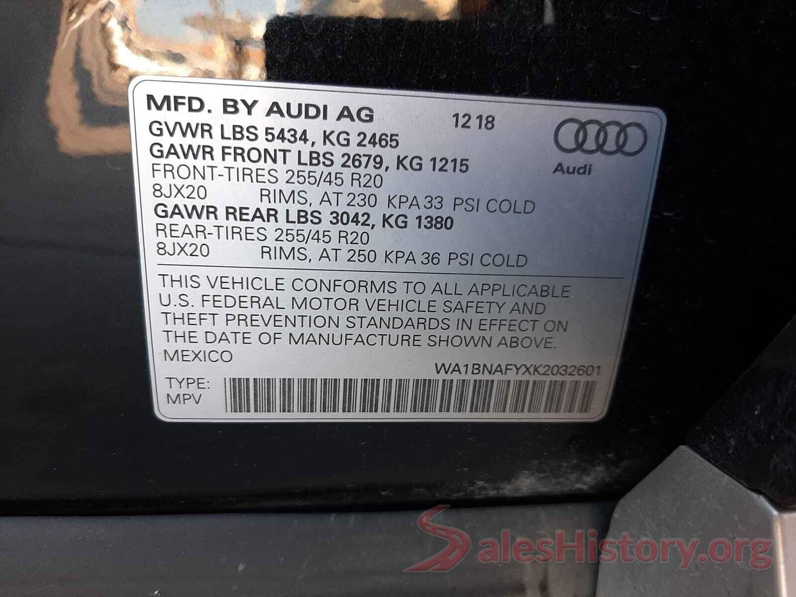 WA1BNAFYXK2032601 2019 AUDI Q5