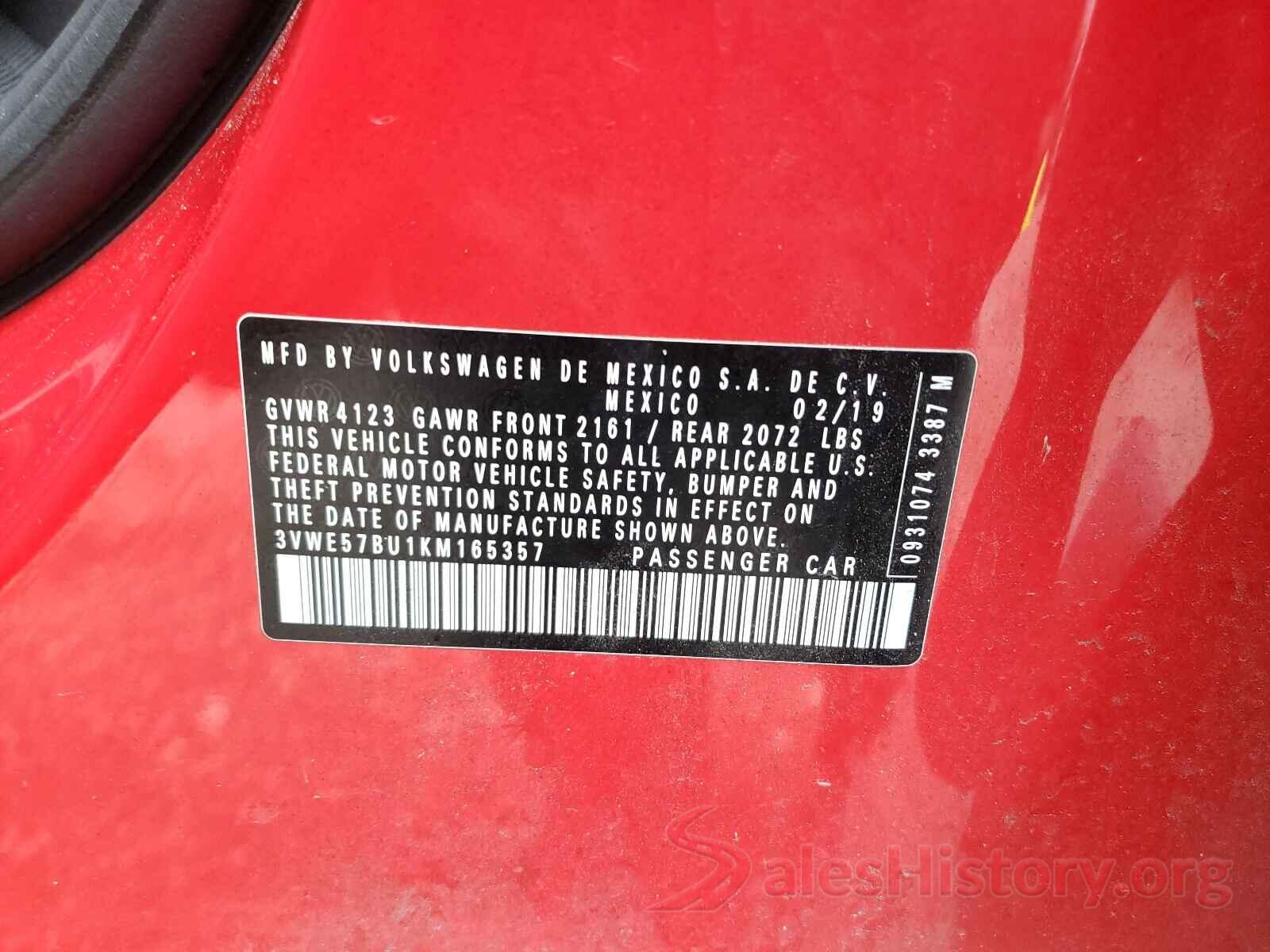 3VWE57BU1KM165357 2019 VOLKSWAGEN JETTA