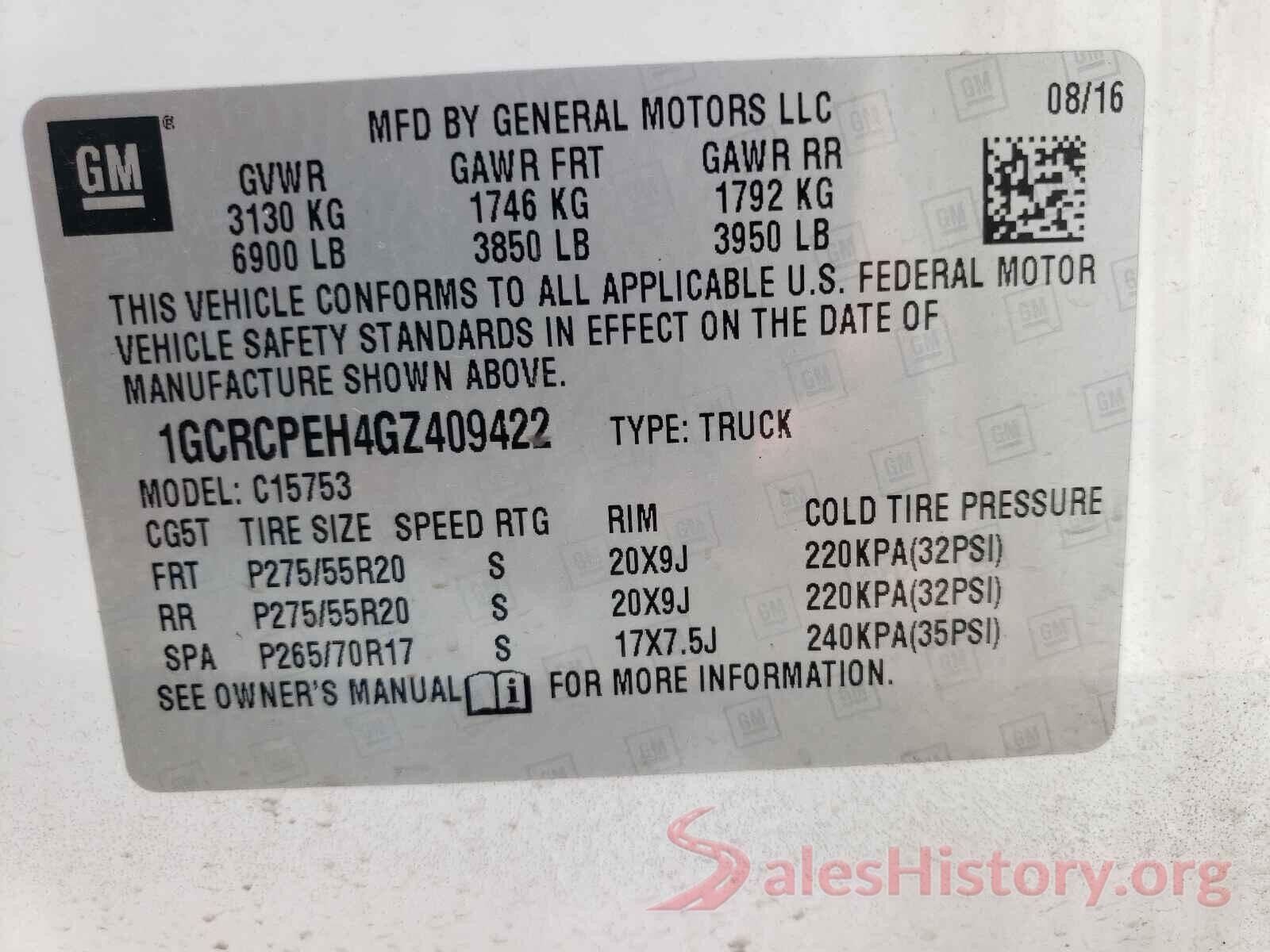 1GCRCPEH4GZ409422 2016 CHEVROLET SILVERADO