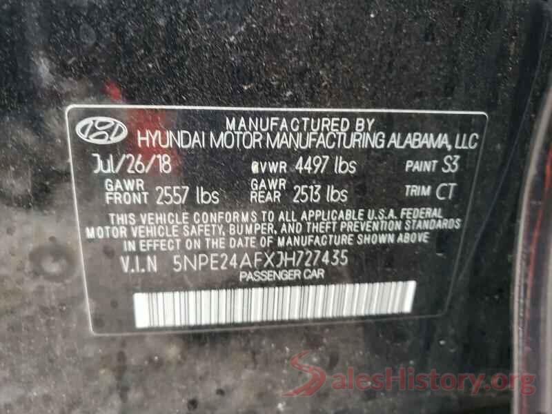 5NPE24AFXJH727435 2018 HYUNDAI SONATA