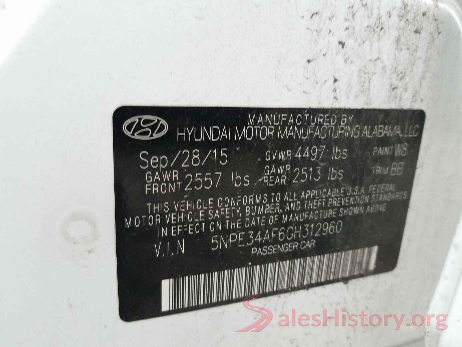 5NPE34AF6GH312960 2016 HYUNDAI SONATA