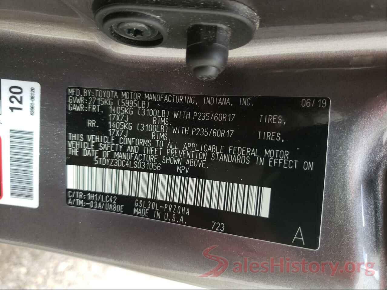 5TDYZ3DC4LS031056 2020 TOYOTA SIENNA