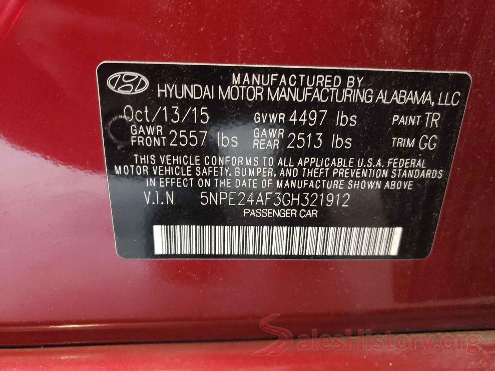 5NPE24AF3GH321912 2016 HYUNDAI SONATA