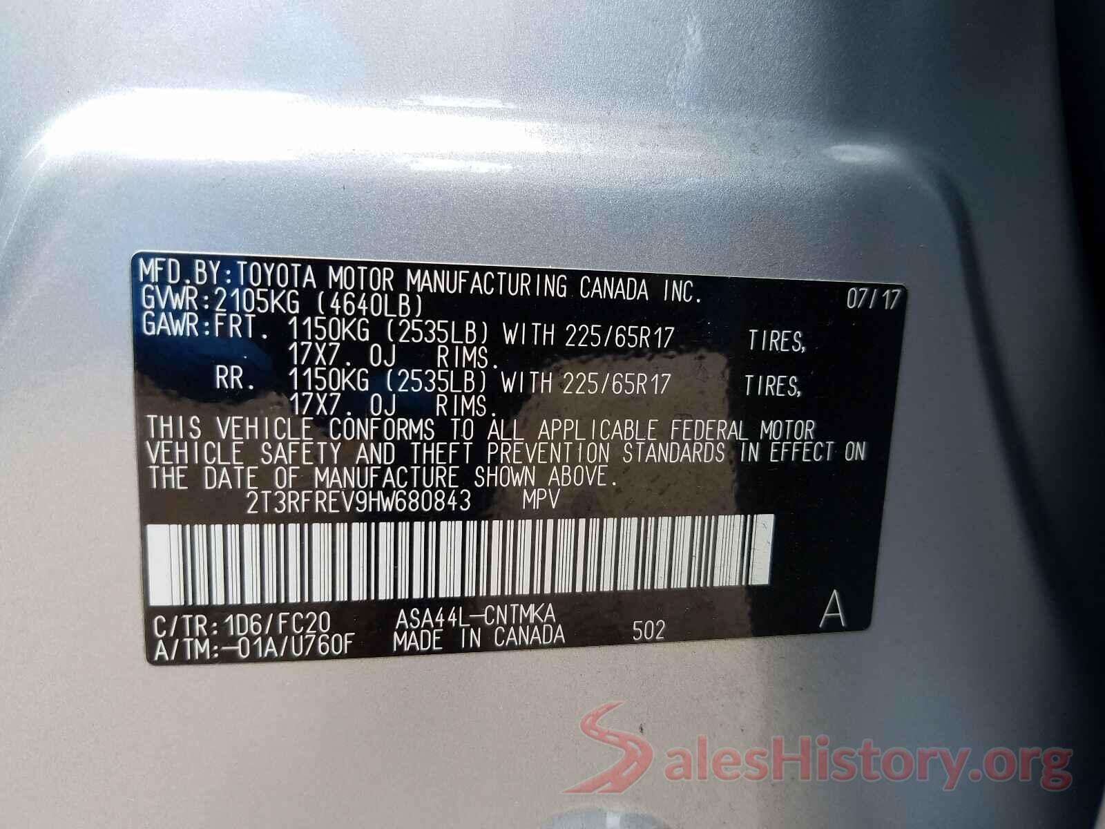 2T3RFREV9HW680843 2017 TOYOTA RAV4