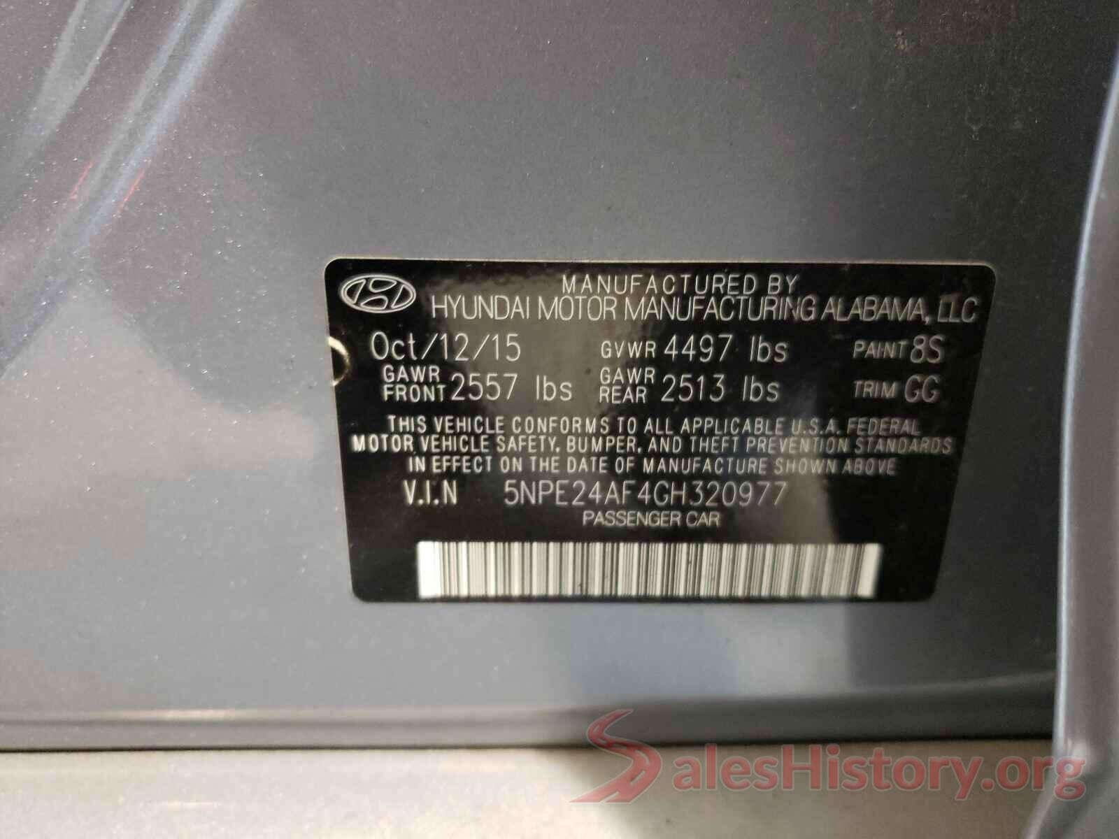 5NPE24AF4GH320977 2016 HYUNDAI SONATA