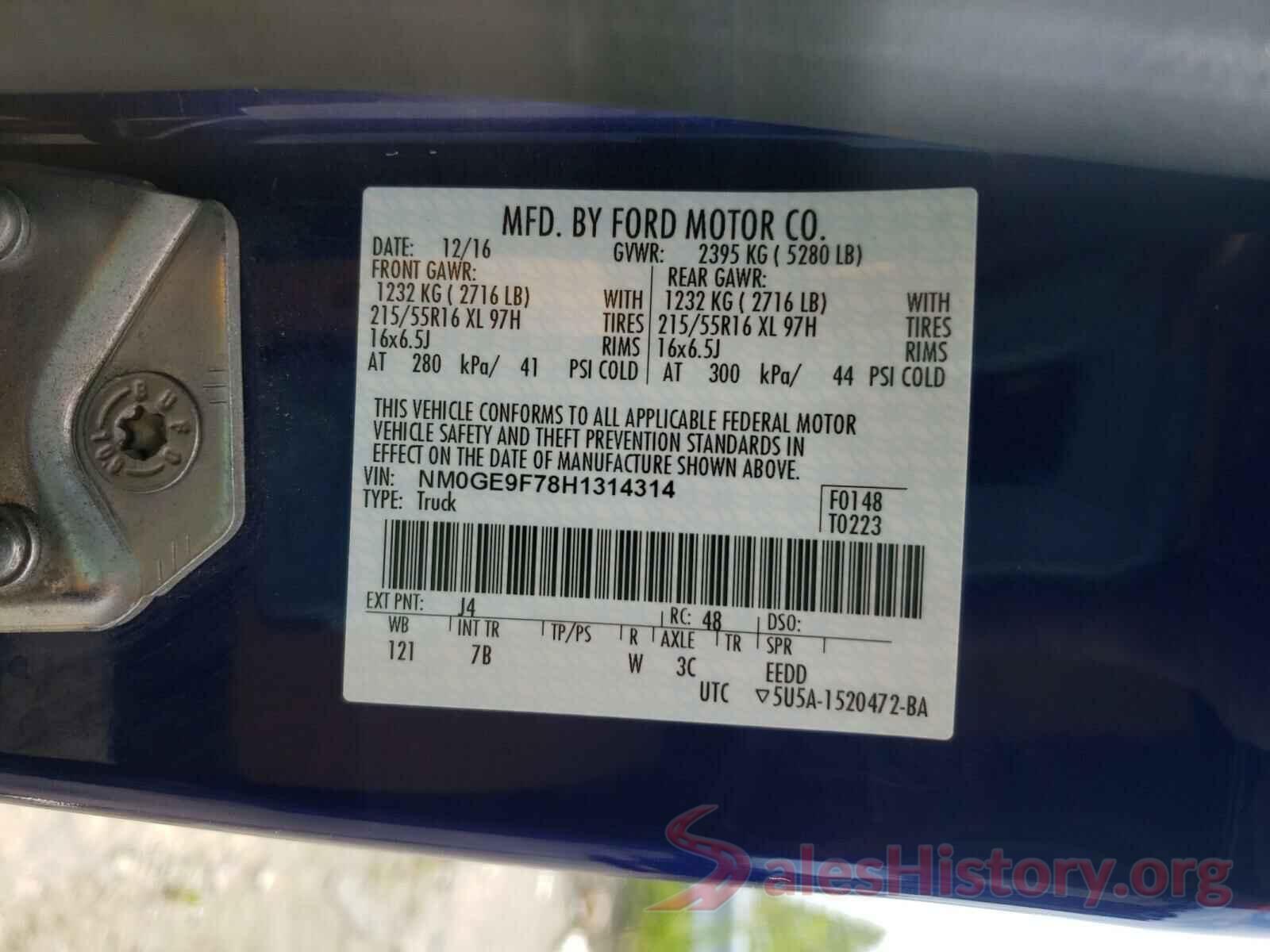 NM0GE9F78H1314314 2017 FORD TRANSIT CO