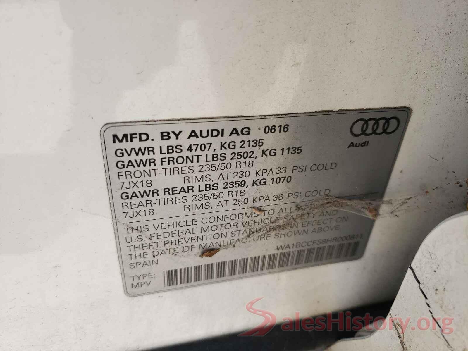 WA1BCCFS8HR000811 2017 AUDI Q3